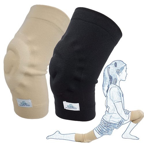 SKATINGSPIRIT Gel Knee Pads (1 Pair), Cushion and Support Knee Cap for Dancing Figure Skating Gymnastic, Youth and Adult (Medium) Beige
