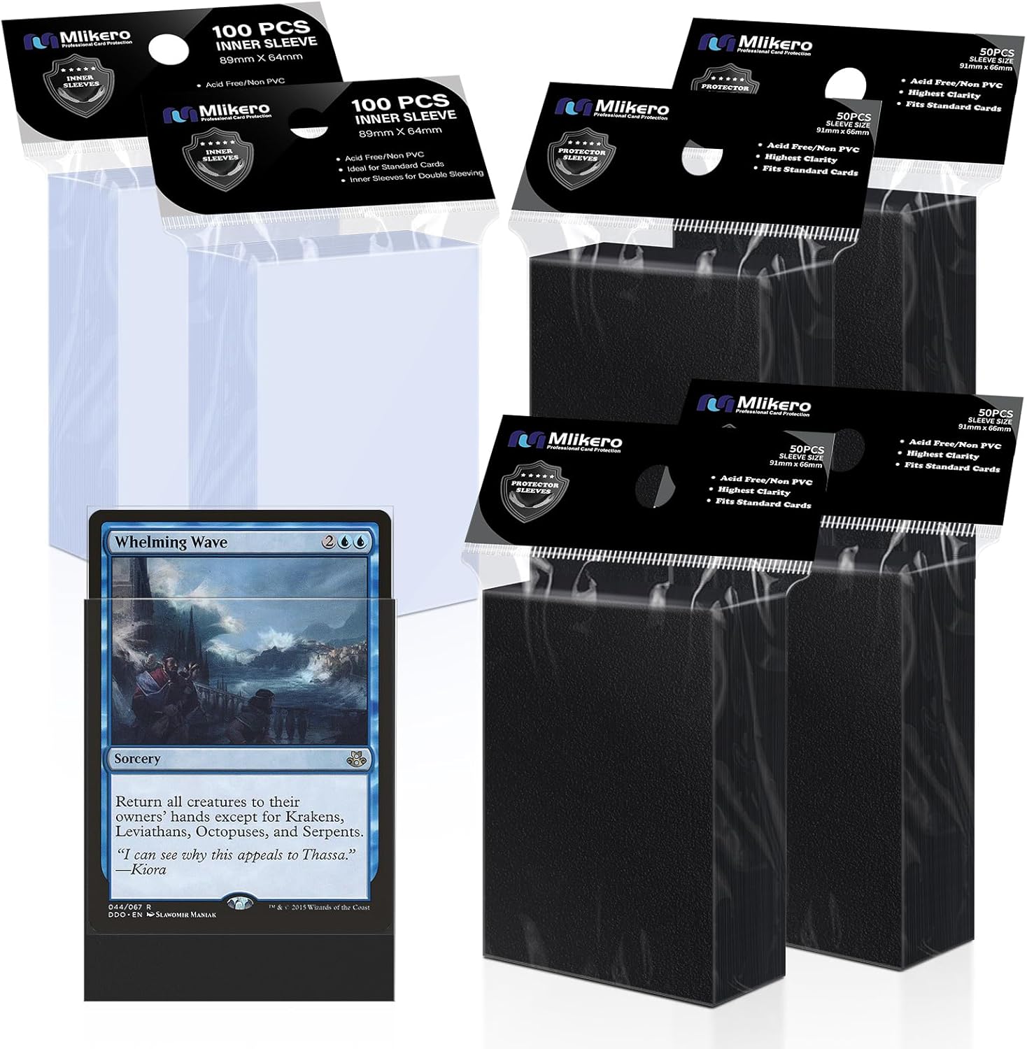 Skiennix 400 Pack Card Sleeves - 200 Matte Black & 200 Perfect Fit for Double-Sleeving | Ideal for MTG & TCG