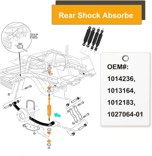 APZL Golf Cart Front and Rear Shock Absorbers for Club Car DS G&E 1988-up Precedent G&E 2004-up, 1014235 1014236 1010991 1015813 1013164（4pcs）