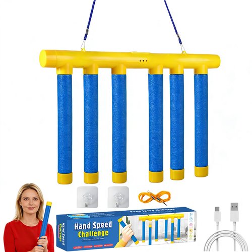 Foubret Reflex Challenge Game, 3 Adjustable Drop Stick Game, Reflex Game Falling Sticks for Hand Speed Challenge, Reaction Time & Hand Eye Coordination Training, Catching Sticks Game (Blue)