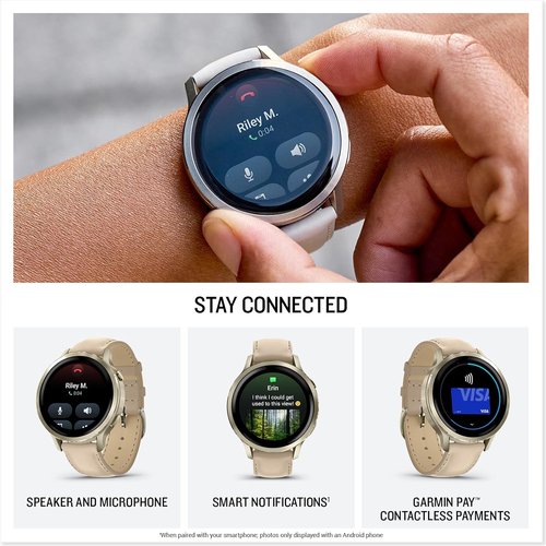 Garmin Venu 4 GPS Smartwatch - 41mm AMOLED Display, Built-In Flashlight, 10-Day Battery Life | Lunar Gold & Light Sand Leather Band
