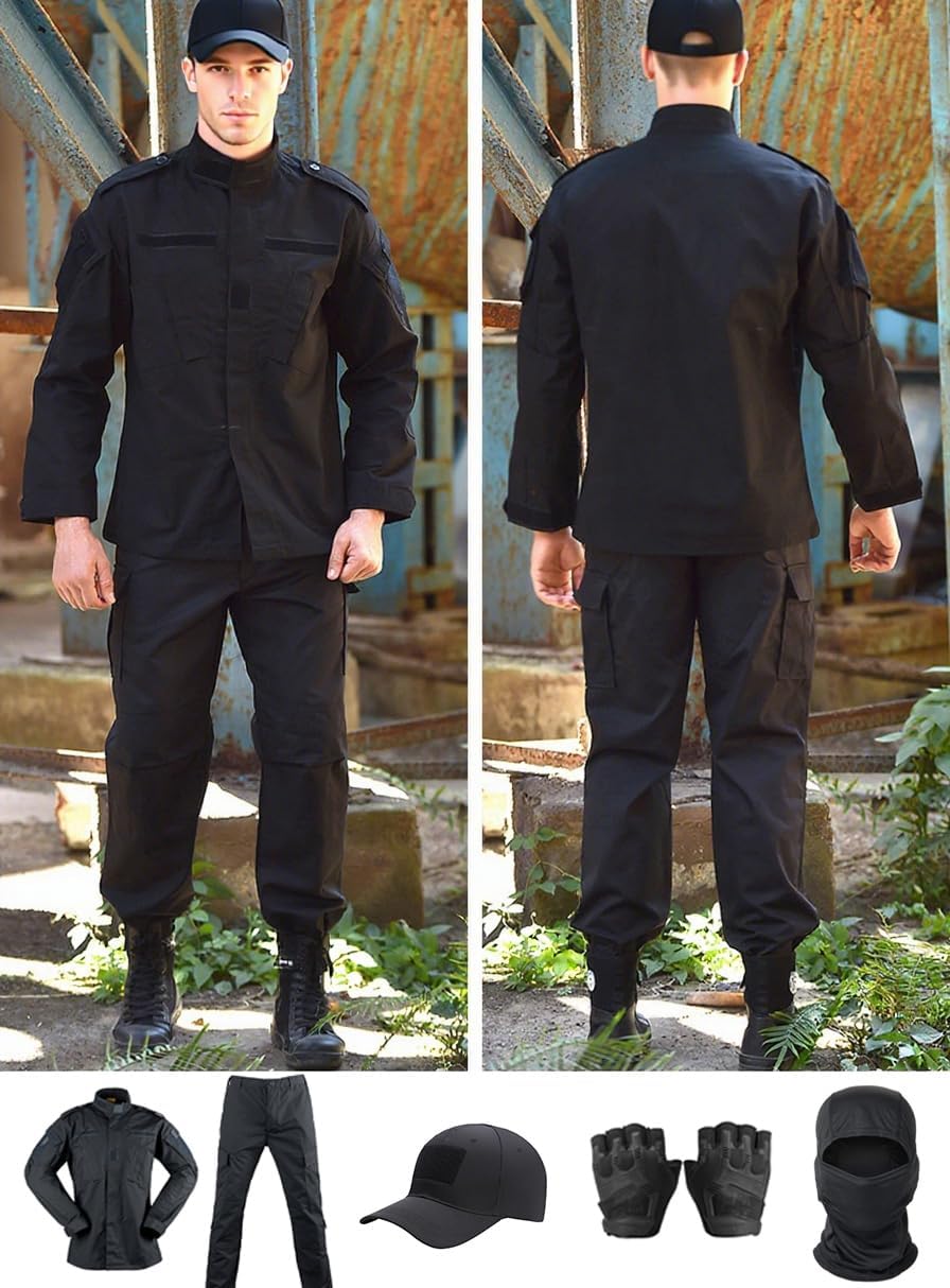 Skiennix Tactical Uniform Set - Combat Pants, Shirt, Cap, Balaclava & Gloves | Camo Military Gear