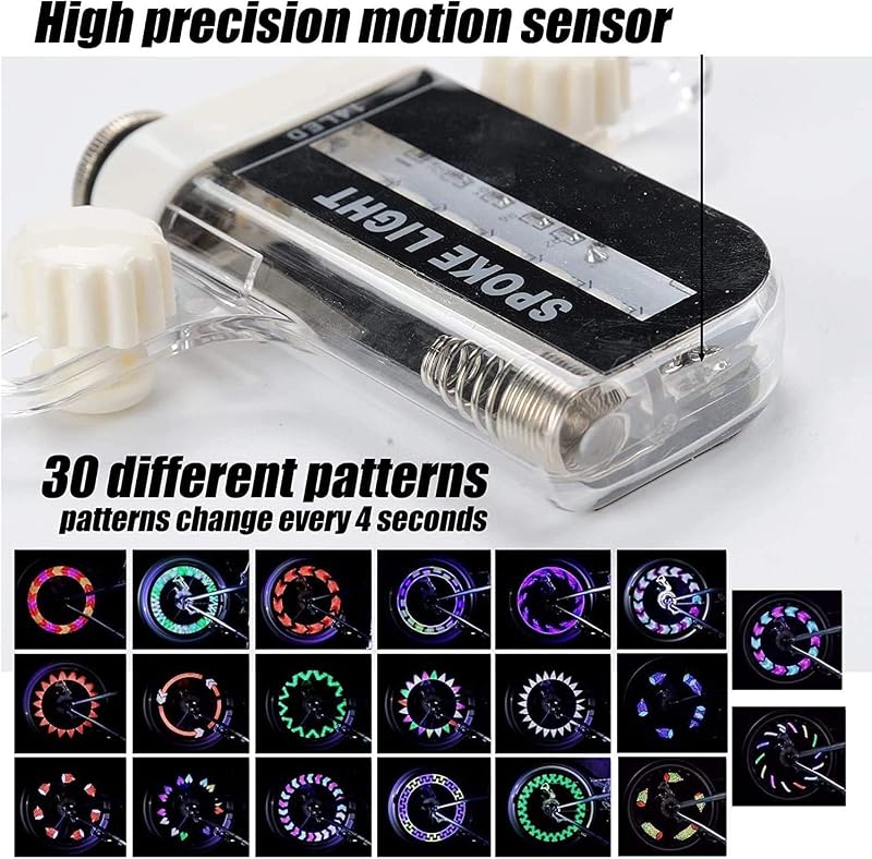 Waterproof LED Bike Wheel Lights (2 Pack) 25 Pattern Spoke Lights for Night Riding