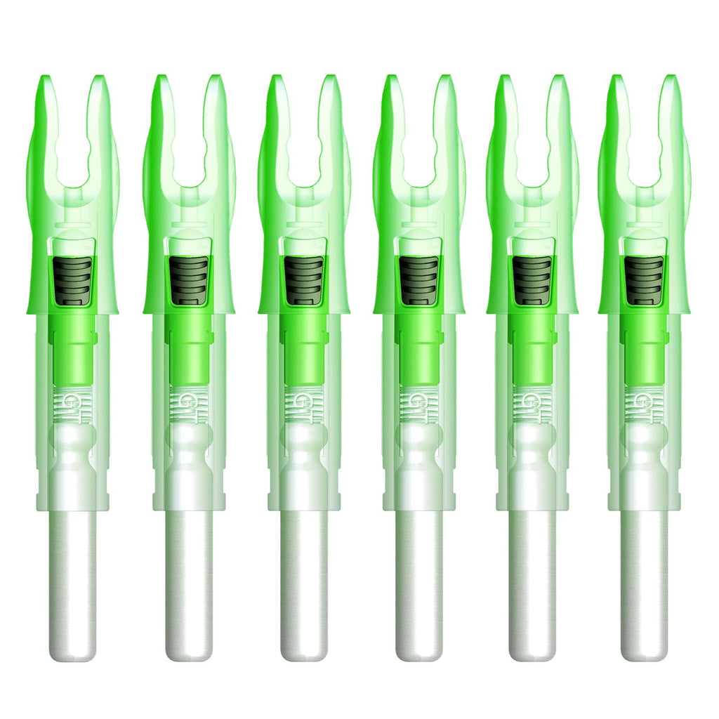 CosiComu GT Lighted Nocks for Arrows with .246 Inside Diameter Bolts with ON/Off Switch Light up Knocks Compound Bow LED Arrow Nocks for Hunting Shooting 6-Pack