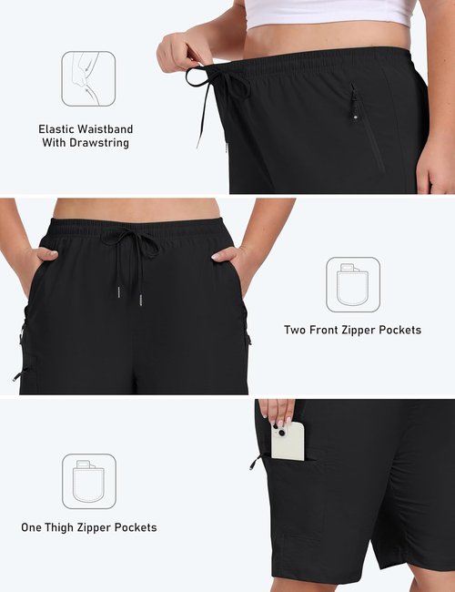 MoFiz Women's Plus Size Hiking Cargo Shorts - Quick Dry Lightweight Summer Shorts with Pockets