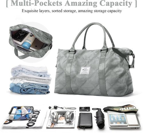 HYC00 Travel Duffel Bag - Stylish Carry-On Weekender for Women | Sports Tote with Wet Pocket
