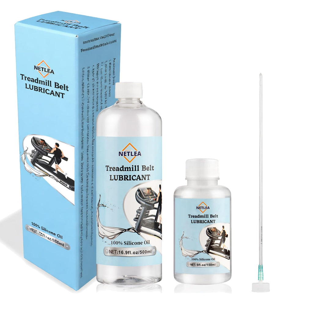 NetLea 100% Pure Silicone Treadmill Belt Lubricant16.9fl.oz+5 fl.oz Bottle - High Temp Resistant Treadmill Oil with Easy-Use Applicator Tube & Twist Cap (21.9fl. oz) (21.9oz)