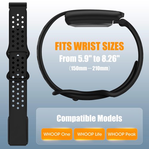 Spapoy Silicone Sport Band Compatible with Whoop 5.0 Bands for Men Women, Soft Breathable Adjustable Waterproof Replacement Wristbands for Whoop 5.0 One, Peak and Life [Not for Gen 4]