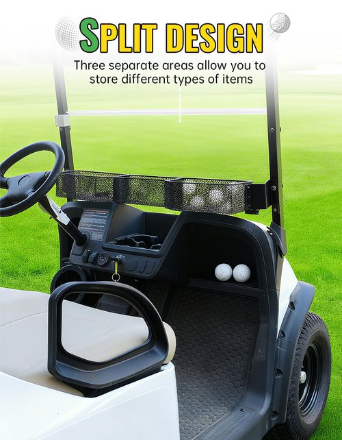 CYOOYC Golf Cart Front Inner Basket for EZGO TXT RVX VALOR Yamaha G29 Drive2 G16-G22 Club Car DS Tempo Modular Mesh Storage Tray Organizer for Extended Space (EZGO VALOR/TXT 2014+)