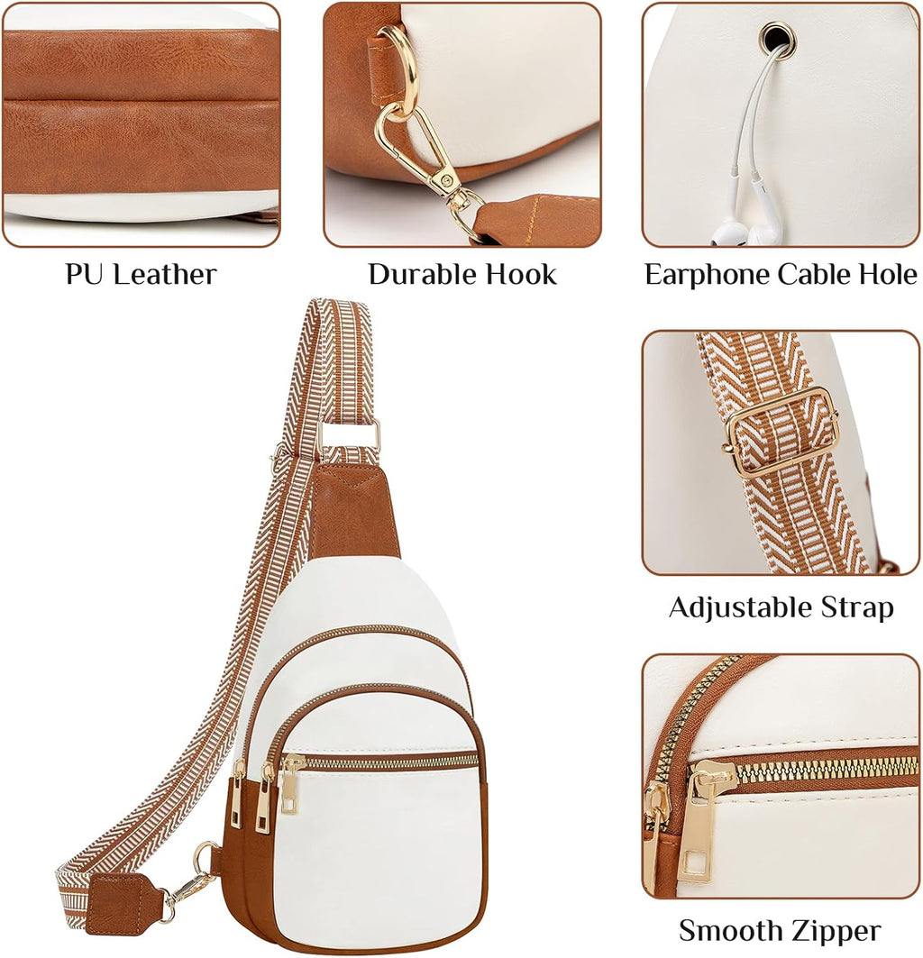 Skiennix Small Leather Sling Bag - Stylish Crossbody Backpack Purse for Women | Versatile Design