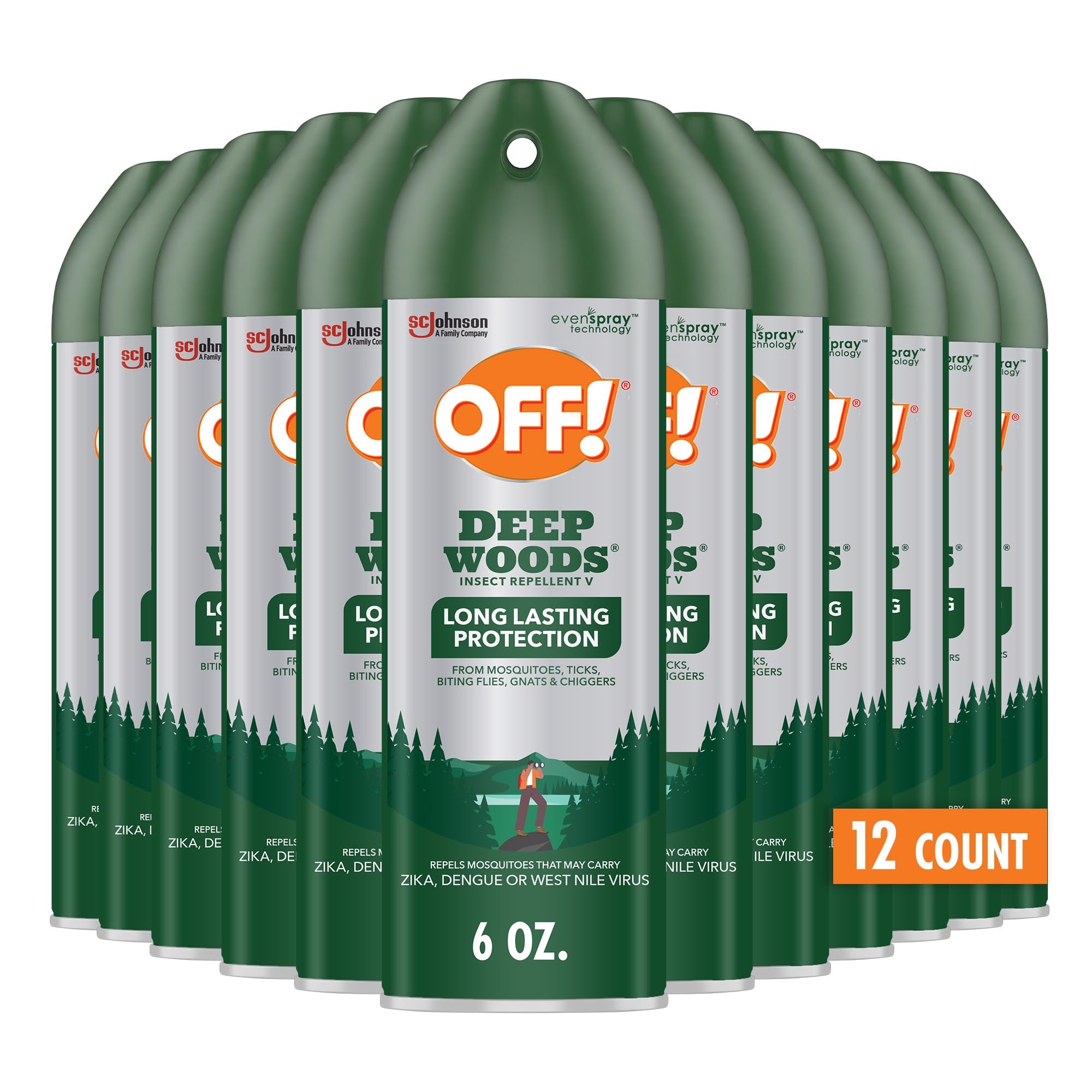 OFF! Deep Woods Insect Repellent Spray with 25 Percent DEET Provides up to 8 Hours of Mosquito Protection 6 Ounce (Pack of 12)