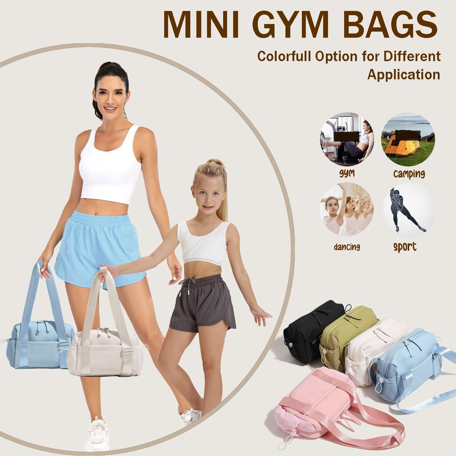 Skiennix Mini Gym Bag - Stylish Small Tote with Wet Compartment & Toiletry Bag for Yoga, Pilates, Swimming