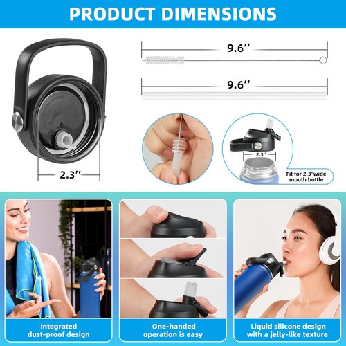 Straw Lid for Hydroflask Wide Mouth - Compatible with Hydro Flask 20, 32, 40 oz and Most Sports Water Bottles (B2)