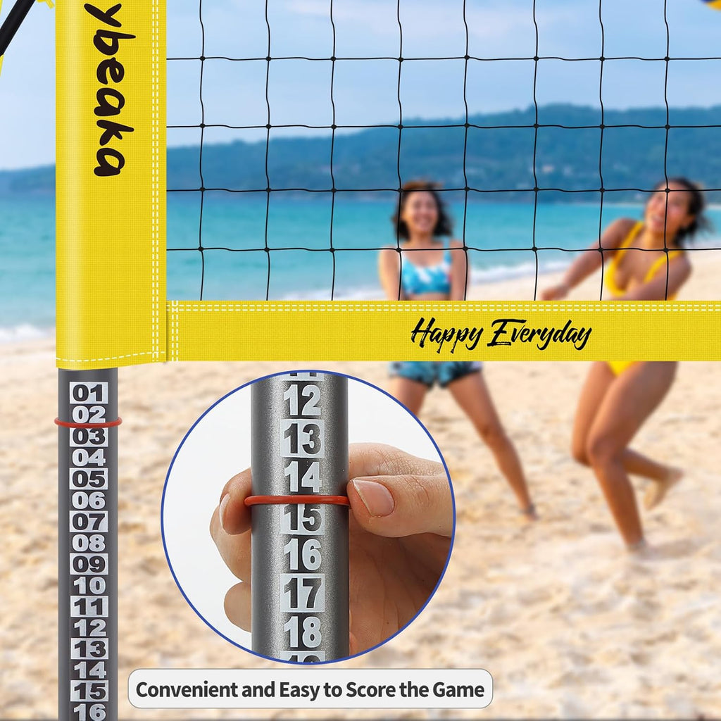 Skiennix 20ft Portable Outdoor Volleyball Net Set - Adjustable Heavy Duty Poles, Durable PE Net & Volleyball Included