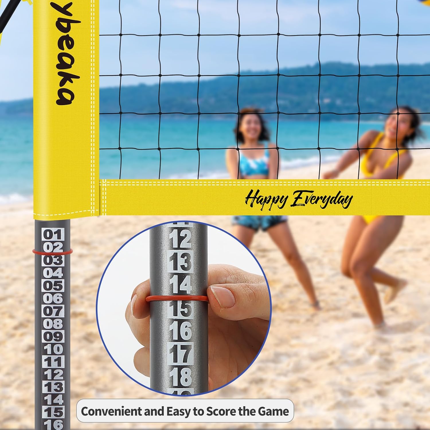 Skiennix 20ft Portable Outdoor Volleyball Net Set - Adjustable Heavy Duty Poles, Durable PE Net & Volleyball Included
