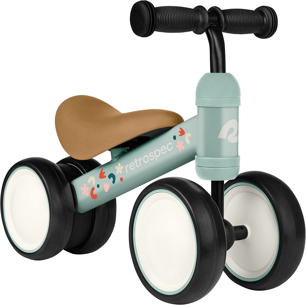 Retrospec Cricket Baby Balance Bike - 4-Wheel Ride-On Toy for Toddlers 12-24 Months | Perfect First Birthday Gift