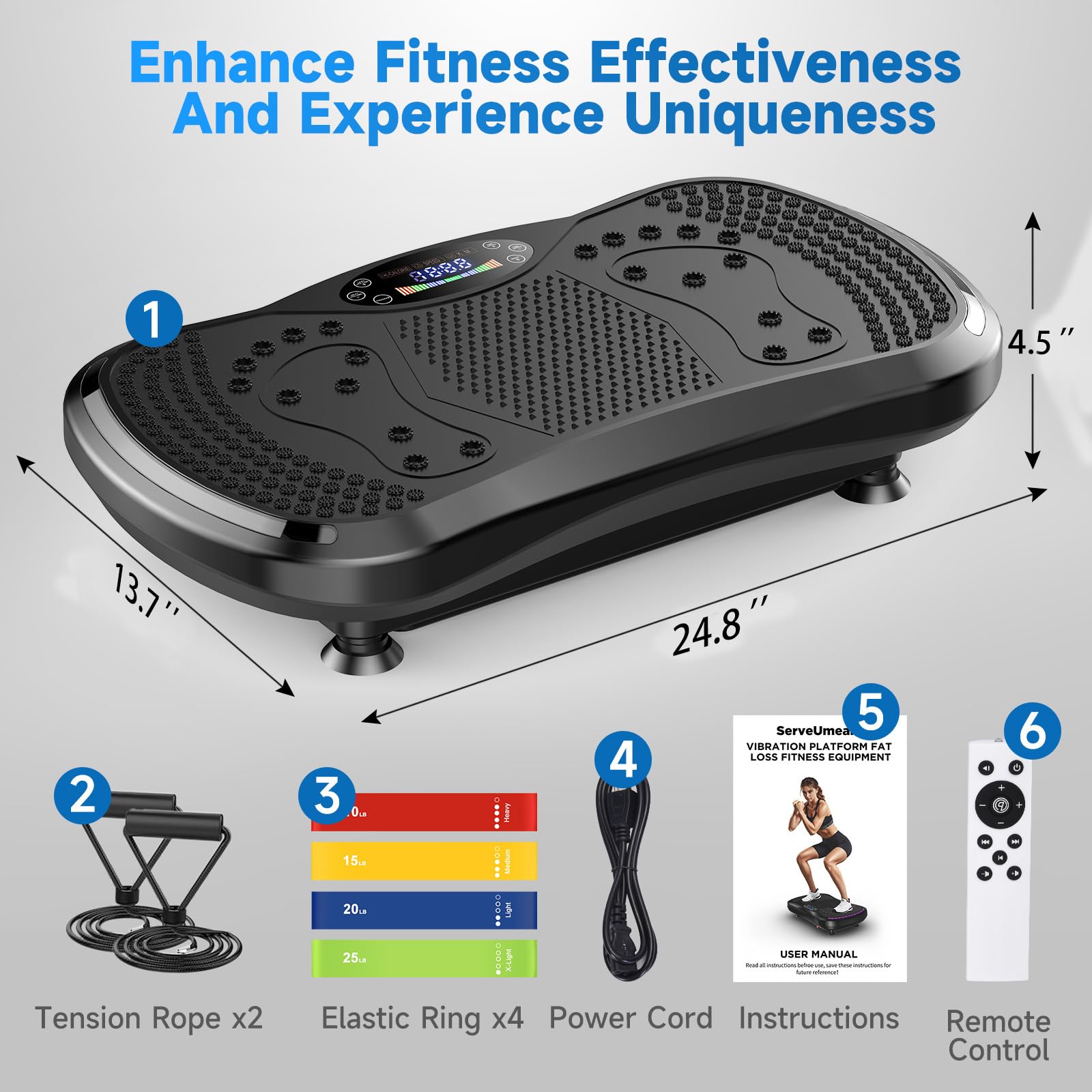 Vibration Plate Exercise Machine for Lymphatic Drainage, Vibration Machine for Full-Body Weight Loss Shaping, Vibrate Fitness Platform 400 Lbs & 200 Adjustable Speeds for Women Men Home (Black)