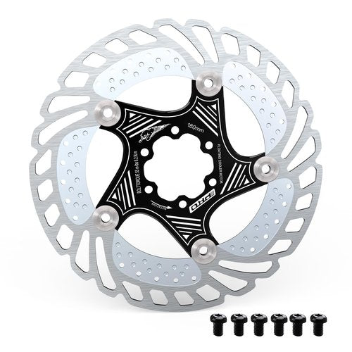 RACEDUE IIIPRO AR68 140mm 160mm 180mm 203mm Floating Bike Disc Brake Rotor with 6 Bolts, Mountain Bike MTB Stainless Steel Aluminum Alloy Bicycle Disc Brakes Rotors for Road Bike/Ebike/BMX (Black)
