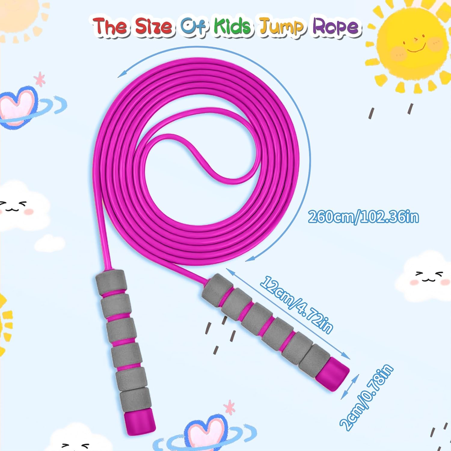 Skiennix Adjustable Jump Rope for Kids | Soft Foam Handles for Comfort | Perfect for Outdoor Fitness