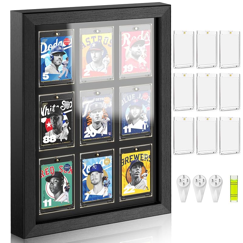 9 Card-Black Magnetic Card Display Frame with UV Protection
