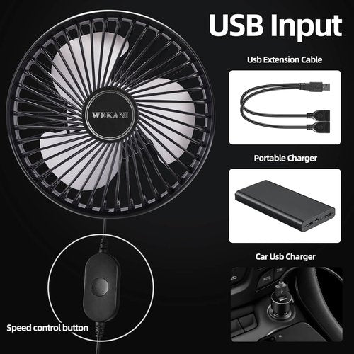 WEKANI Golf Cart Fans for Golf Cart Accessories,3-speed Settings Fit EZGO Club Car Yamaha Models with Sturdy Clamp& Portable USB Input for Golf Cart,Office Desk and Stroller