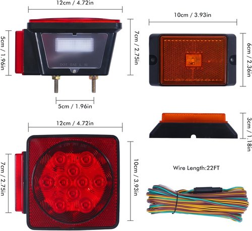 MAXXHAUL 70205 Trailer Light Kit - Waterproof 12V LED Lights for Trailers, Boats, RVs | Red