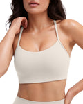 PAVOI ACTIVE Yoga Racerback Bras for Women - Buttery Soft Low Support Scoop Neck Y-Back Thin Strap Sports Bra - FlexFlow - Small, Moon, A-C Cups
