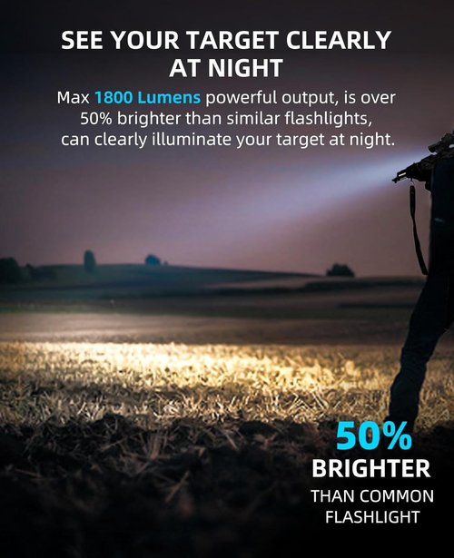 EZshoot 1800 Lumens Rifle Light with Pressure Switch, Ar Flashlight for Rifle Compatible with M-Rail, Rifle Flashlight with Strobe Mode for Home Defense, Hunting