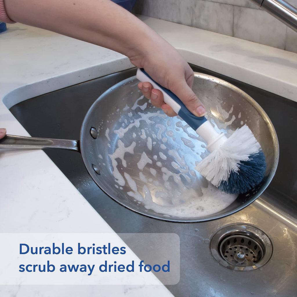 Unger Sink & Dish Scrub Brush - Non-Scratch Bristles for Hard-to-Reach Corners | Ideal for Glassware & Pots