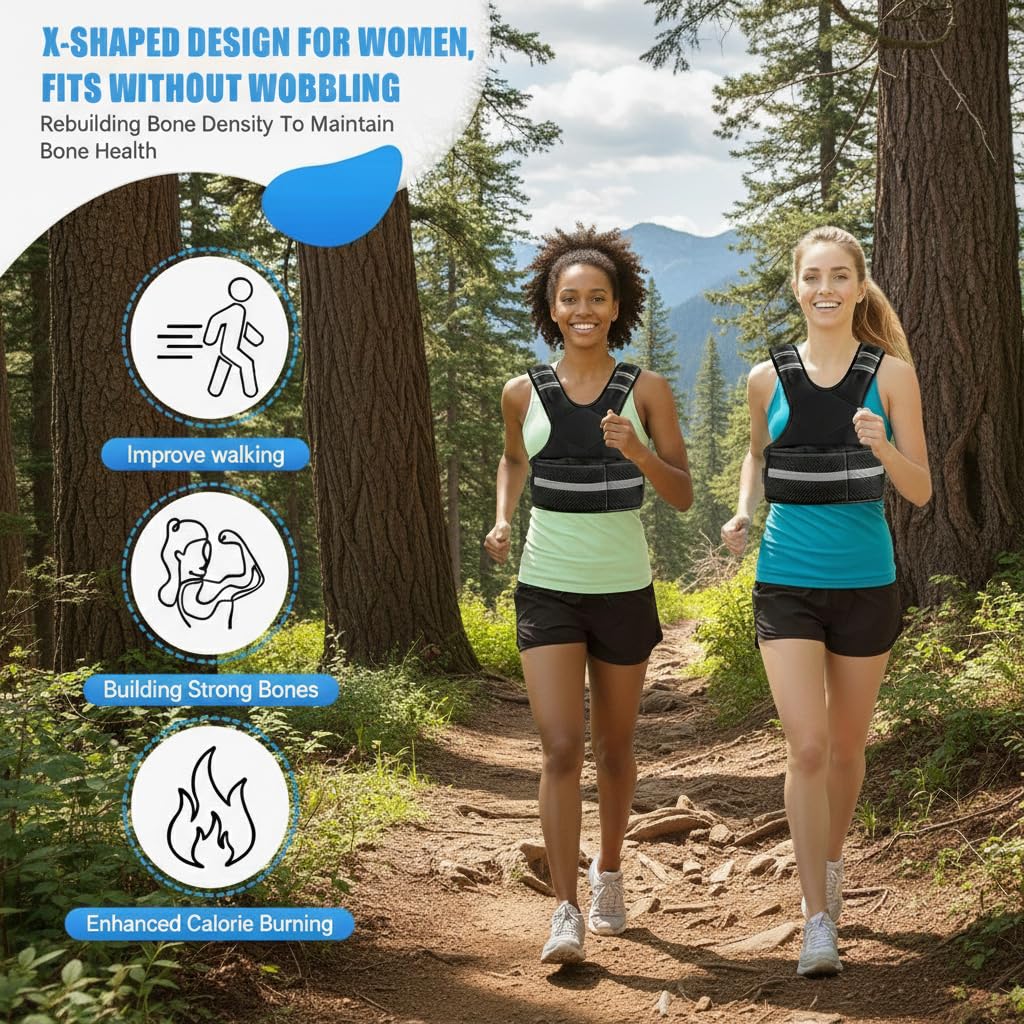 PJ PINJIAN Adjustable Weighted Vest for Men and Women,4-10lb Variable Body Weight Vest for Home Workouts, Running, Rucking, HIIT & Strength Training, Removable Ironsand Weights, Reflective & Pockets
