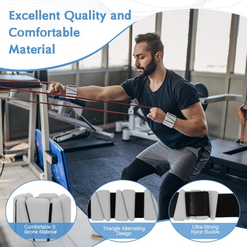 Wrist Weights Set of 2, Adjustable Silicone Workout Weights for Women and Men, Wearable Ankle/Wrist Weights Suitable for Yoga, Dance, Pilates, Pool Exercises and Jogging (Grey)