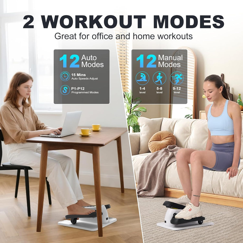 Under Desk Elliptical Machine - Electric Seated Pedal Exerciser for Seniors | 12 Adjustable Speeds