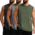 Skiennix Men's Workout Tank Tops - Sleeveless Cotton Muscle Shirts for Gym | Acid Wash, Loose Fit