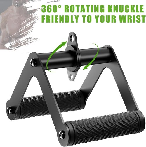 Double D Row Handle - LAT Pulldown Attachment with Comfort Rubber Grip - 1.3 Inch Diameter V Bar for Cable Machines