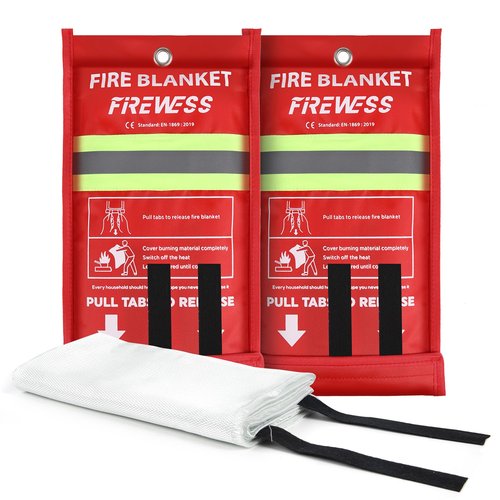 FIREWESS Emergency Fire Blanket, Flame Retardant Fire Blankets Emergency for Home, Kitchen, Car, Office, Grill (Fiberglass-2pack)