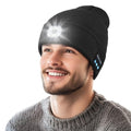 Wewow Bluetooth Beanie with Light, Beanie with 6 LED Light and Bluetooth Headphones, USB Rechargeable, Gifts for Family/Friends/Partners Black