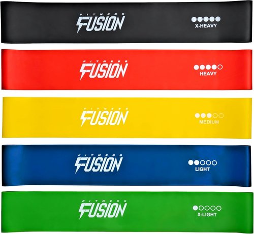 Fitness Fusion Resistance Loop Bands Set of 5 - Durable Non-Slip Design for Home & Gym Workouts
