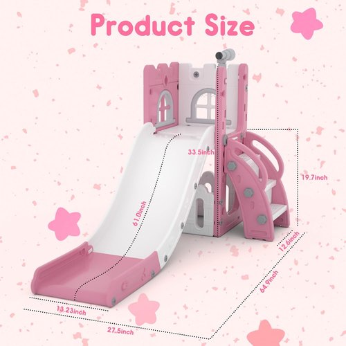 LulliSpace 6 in 1 Toddler Slide - Versatile Kids Playset with Basketball Hoop & Telescope | Indoor/Outdoor Fun