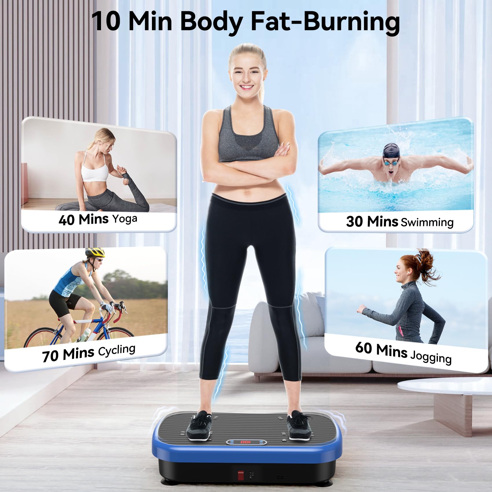 PUREROYI Vibration Plate Exercise Machine Weight Loss, Whole Body Vibration Plate for Lymphatic Drainage, 180 Adjustable Speeds Vibrating Plate 330 Lbs Capacity Fitness Platform for Women Men