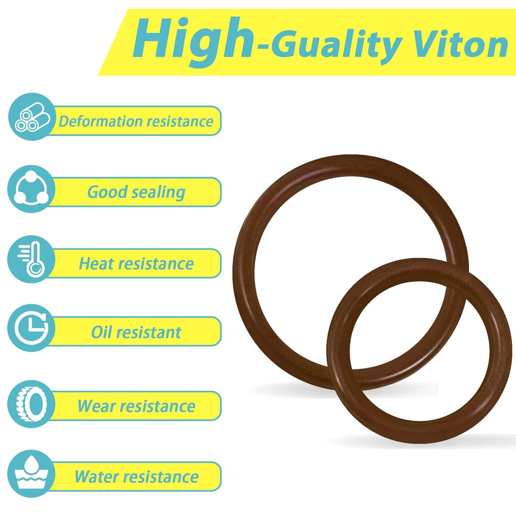 Viton O-Ring Assortment Kit - 386 PCS in 30 Sizes for Automotive, Plumbing & Hydraulic Repairs | 75A Durometer
