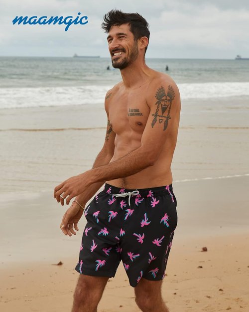 Maamgic Men's Swim Trunks - Quick Dry Bathing Suits with Mesh Lining | 7-Inch Funny Swim Shorts