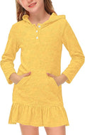BesserBay Girls' Summer Long Sleeve Coverup - Quick-Dry Terry Fabric with Hood | Sizes 4-14 Years