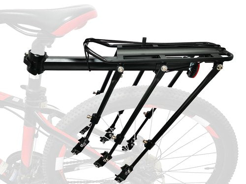 COMINGFIT Rear Bike Rack Bicycle Cargo Rack Quick Release Adjustable Alloy Bicycle Carrier 265lbs Capacity Fit for 24 inch, 26 inch, 27.5 inch, 29 inch Bikes