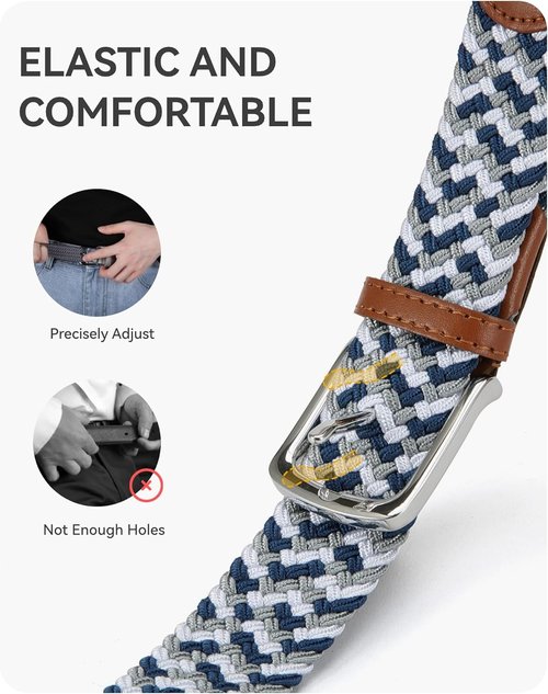 CHAOREN Men's Belt - Braided Stretch Golf Belt for Comfort | Perfect for Casual Shorts & Jeans