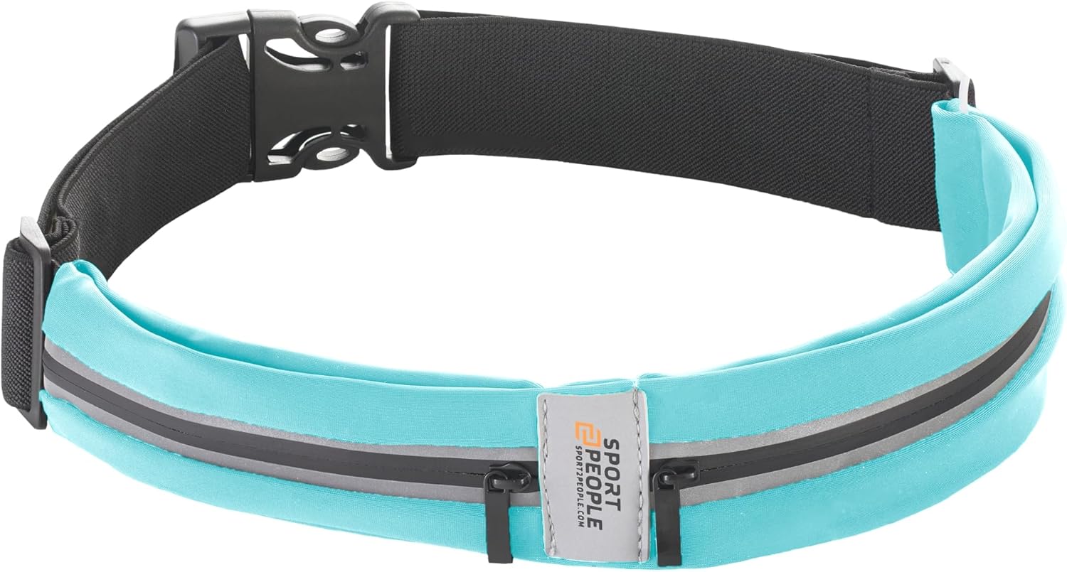 Skiennix Running Belt - Waterproof Phone Holder with Reflective 2-Pocket Design | Adjustable Waist Pack for Essentials