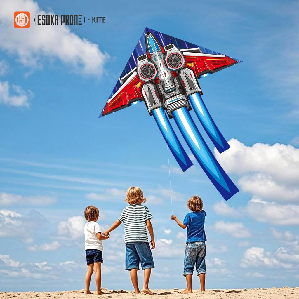 Spaceship Kite - Easy to Fly for Kids & Adults | Perfect for Outdoor Games - Red Space Ship