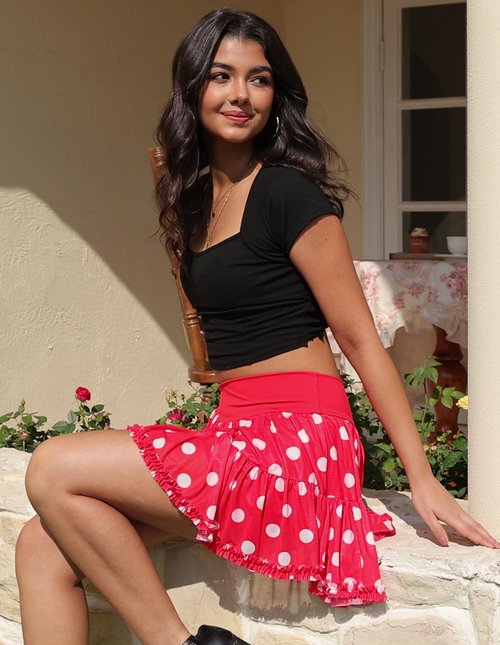 Luopeisi Polka Dot Skirt Red Skorts for Woman with Shorts High Waist Mesh Skirts with Pockets Cute Theme Park Outfits Womens Valentines Day Outfit Funny Mini Skort Short,S