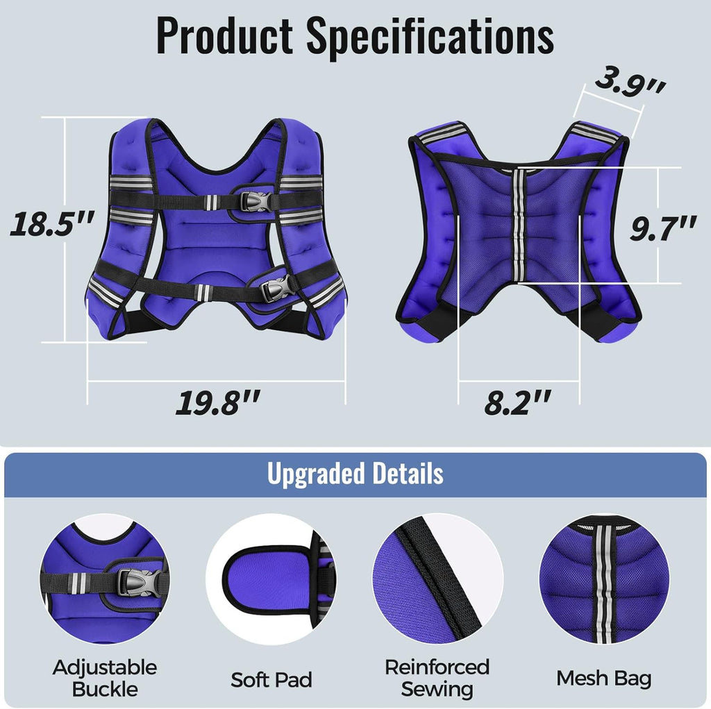 Skiennix Weighted Vest - Comfortable & Durable Rucking Vest with Reflective Stripe | Adjustable for Walking, Running & Strength Training