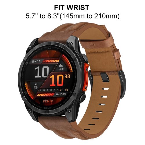 Dhwazz Men's Band for Fenix 8 47mm / E / 7/6 Pro / 5 Plus, 22mm Quick Fit Strap Genuine Leather Bands for Garmin Instinct 3 Solar 45mm / Epix Pro 47mm