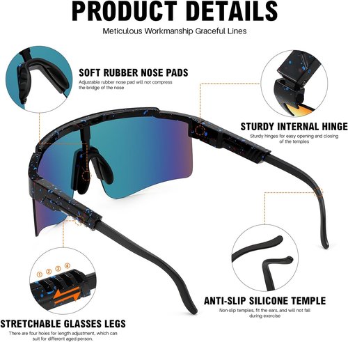 MALIDAK Sports Sunglasses - UV400 Protection for Men, Women & Youth | Ideal for Baseball & Cycling